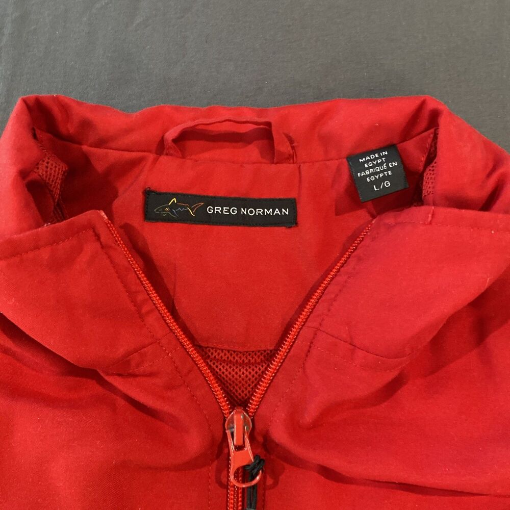 Greg Norman Full Zip Mens L Red Beacon Hill Country Club Windbreaker Coat